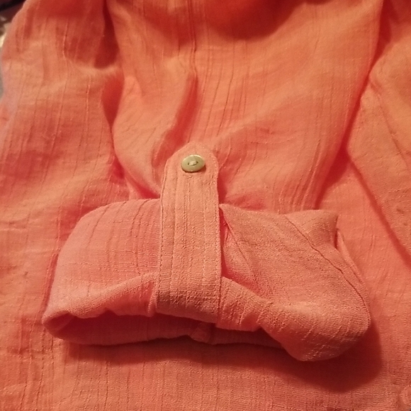 Asymmetrical Pink Long Sleeve Blouse with Mandarin Collar - Picture 7 of 8